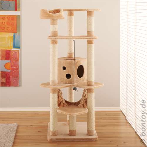Bontoy Kratzbaum MAX creme 160cm I extra dicke Bodenplatte I stabiler Stand