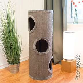 Bontoy Katzenturm BUDDY I mit 3 &Ouml;ffnungen I grau I 99cm
