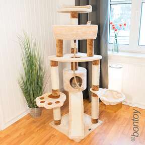 Bontoy Kratzbaum LOU I creme/braun I 145 cm I mit gro&szlig;er Liegefl&auml;che.