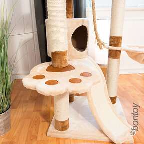 Bontoy Kratzbaum LOU I creme/braun I 145 cm I mit gro&szlig;er Liegefl&auml;che.