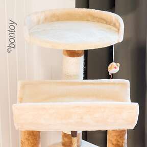 Bontoy Kratzbaum LOU I creme/braun I 145 cm I mit gro&szlig;er Liegefl&auml;che.