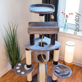 Bontoy Kratzbaum LOU I Grau I 145 cm I mit gro&szlig;er Liegefl&auml;che