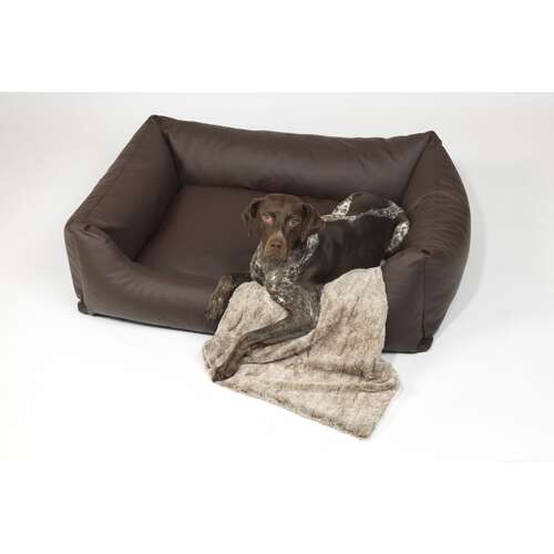 Hundek&ouml;rbchen I Box Bett Saddle I Kunstleder I mocca