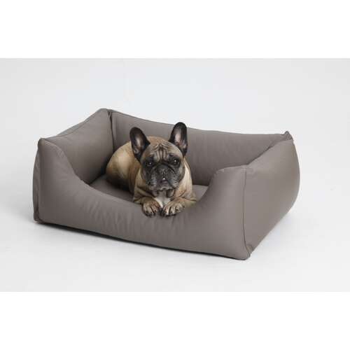 Hundek&ouml;rbchen Box Bett Saddle Kunstleder taupe grau
