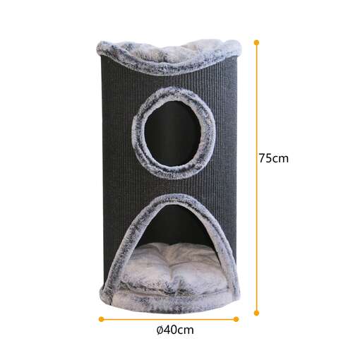 Bontoy Katzenturm Mukki grau mit 2 H&ouml;hlen und Liegefl&auml;che, 75 cm
